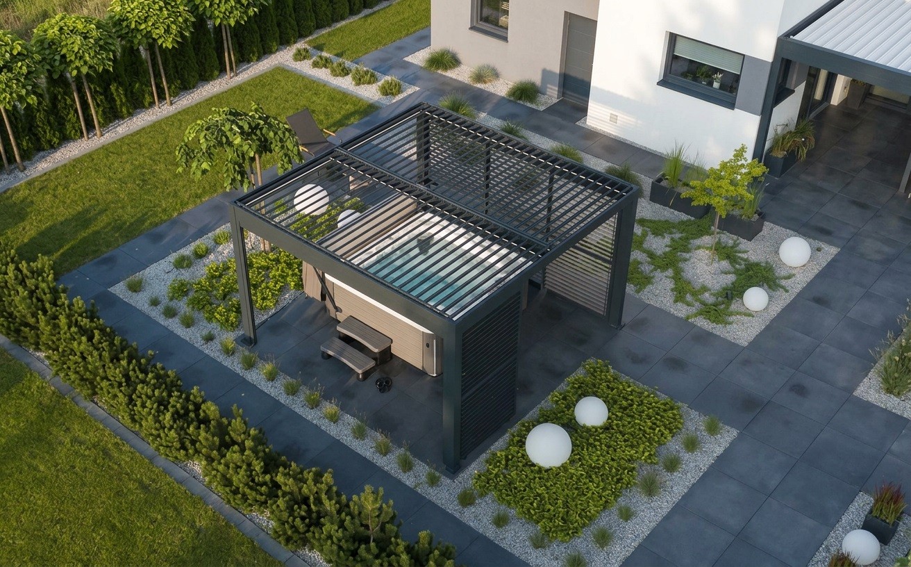 Elektryczna pergola tarasowa PRIME z oświetleniem LED 4x6m