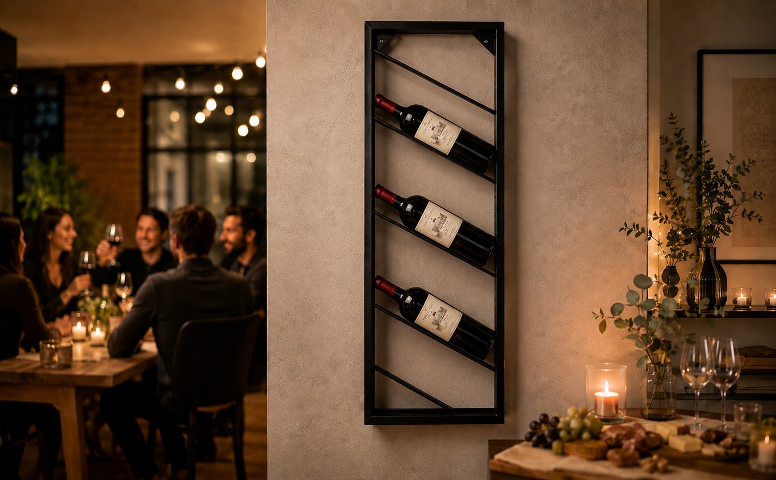 Wieszak na wino 6 butelek prostokątny przykręcany