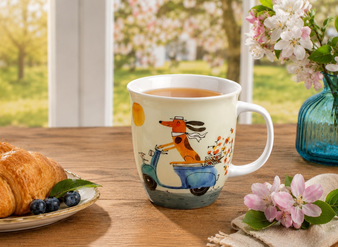 Kubek porcelanowy 650 ml Pies na skuterze