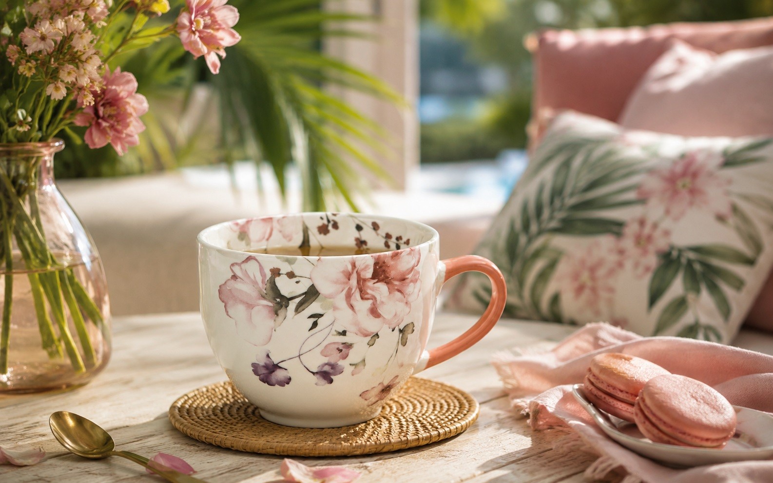 Kubek porcelanowy 450 ml Blossy różowy
