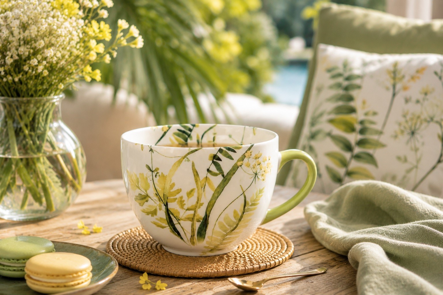 Kubek porcelanowy 450 ml Blossy zielony