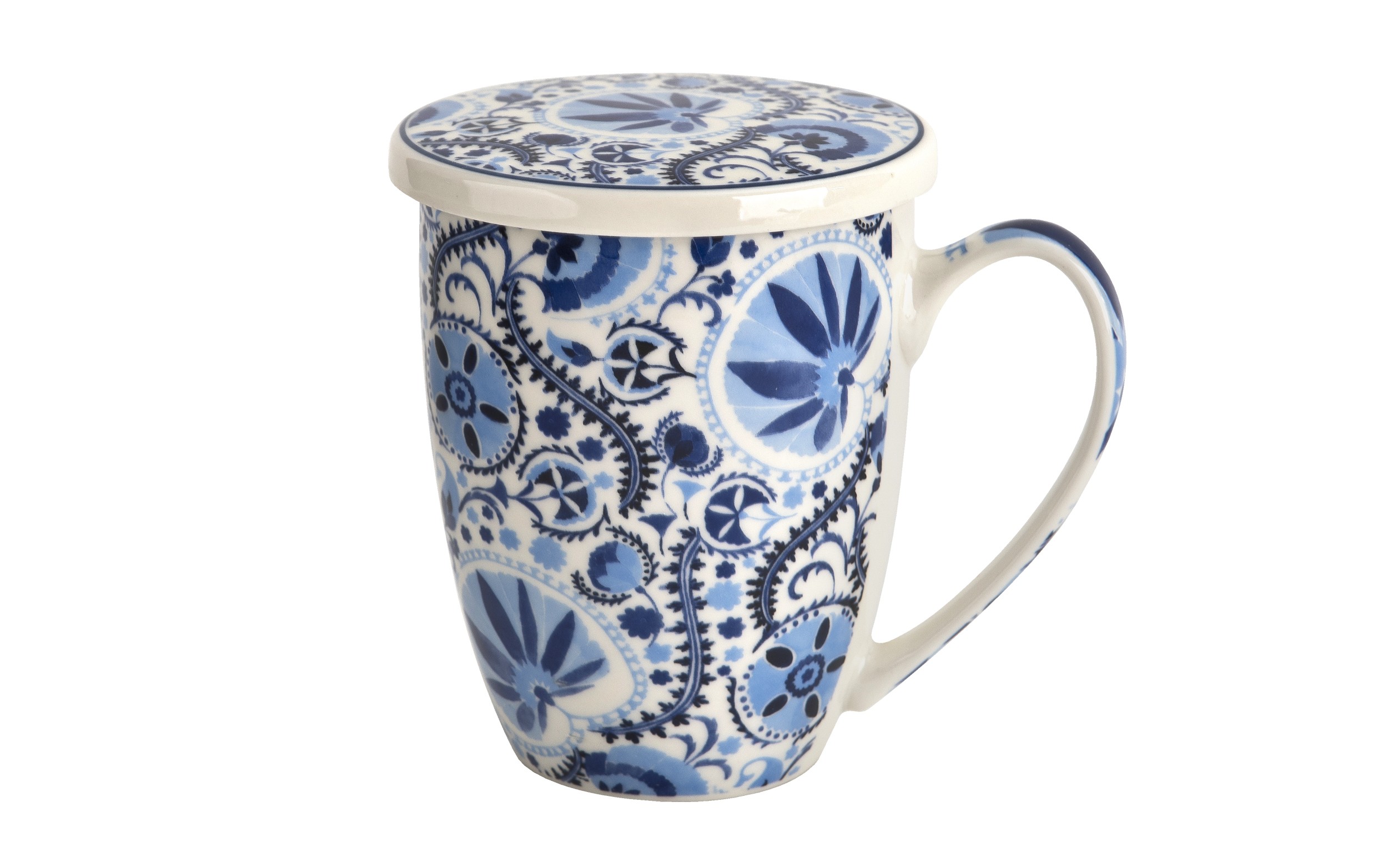 Kubek porcelanowy 360 ml z zaparzaczem Naresh Blue