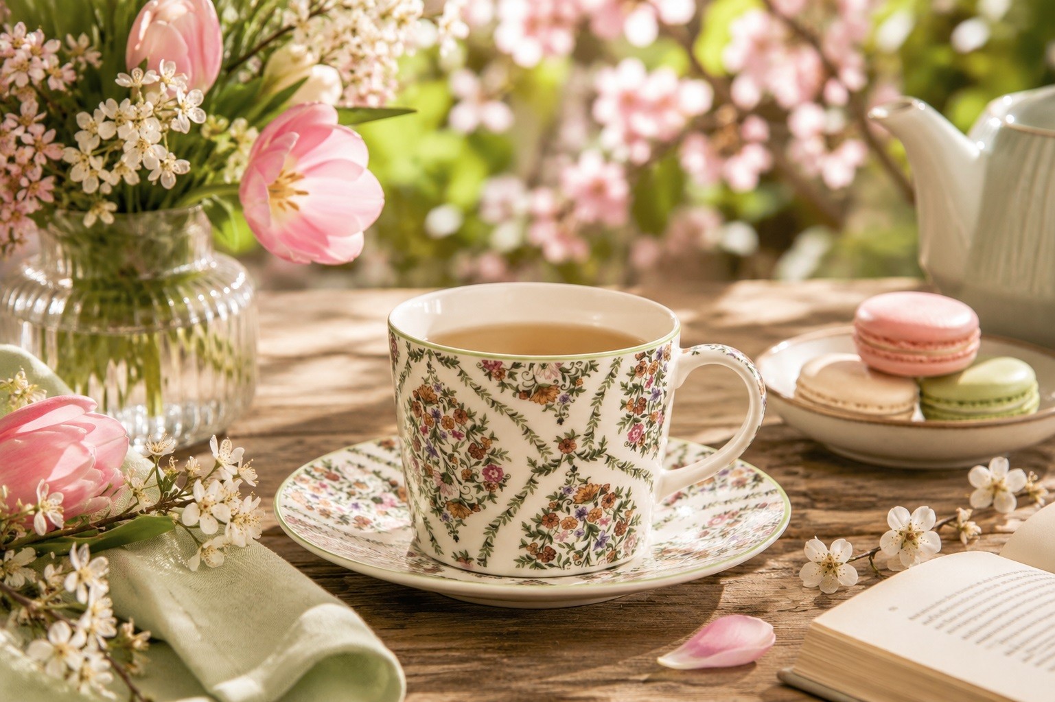Filiżanka porcelanowa 240 ml + spodek Fiori