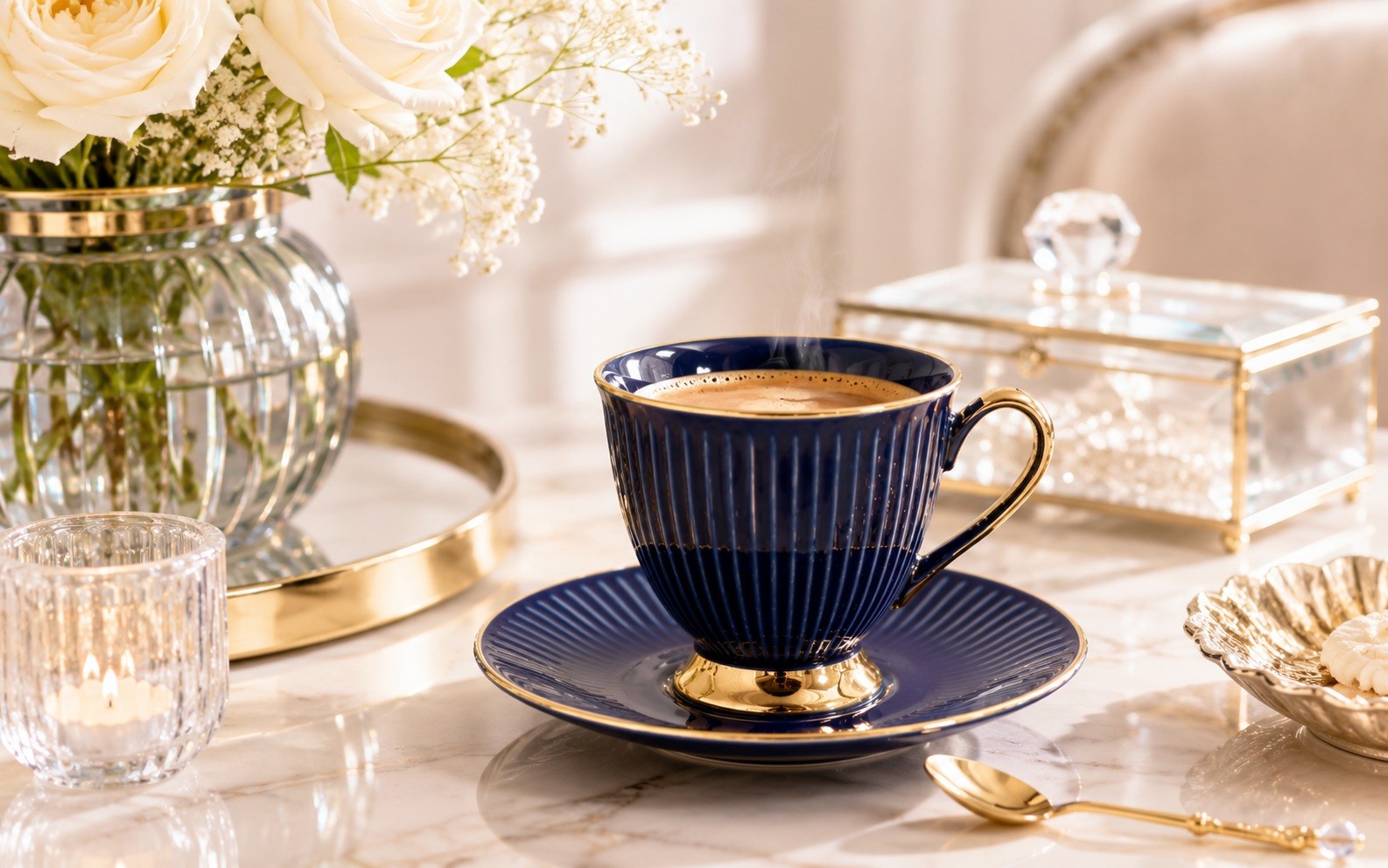 Filiżanka porcelanowa 250 ml + spodek Dalia Szafir GZ06