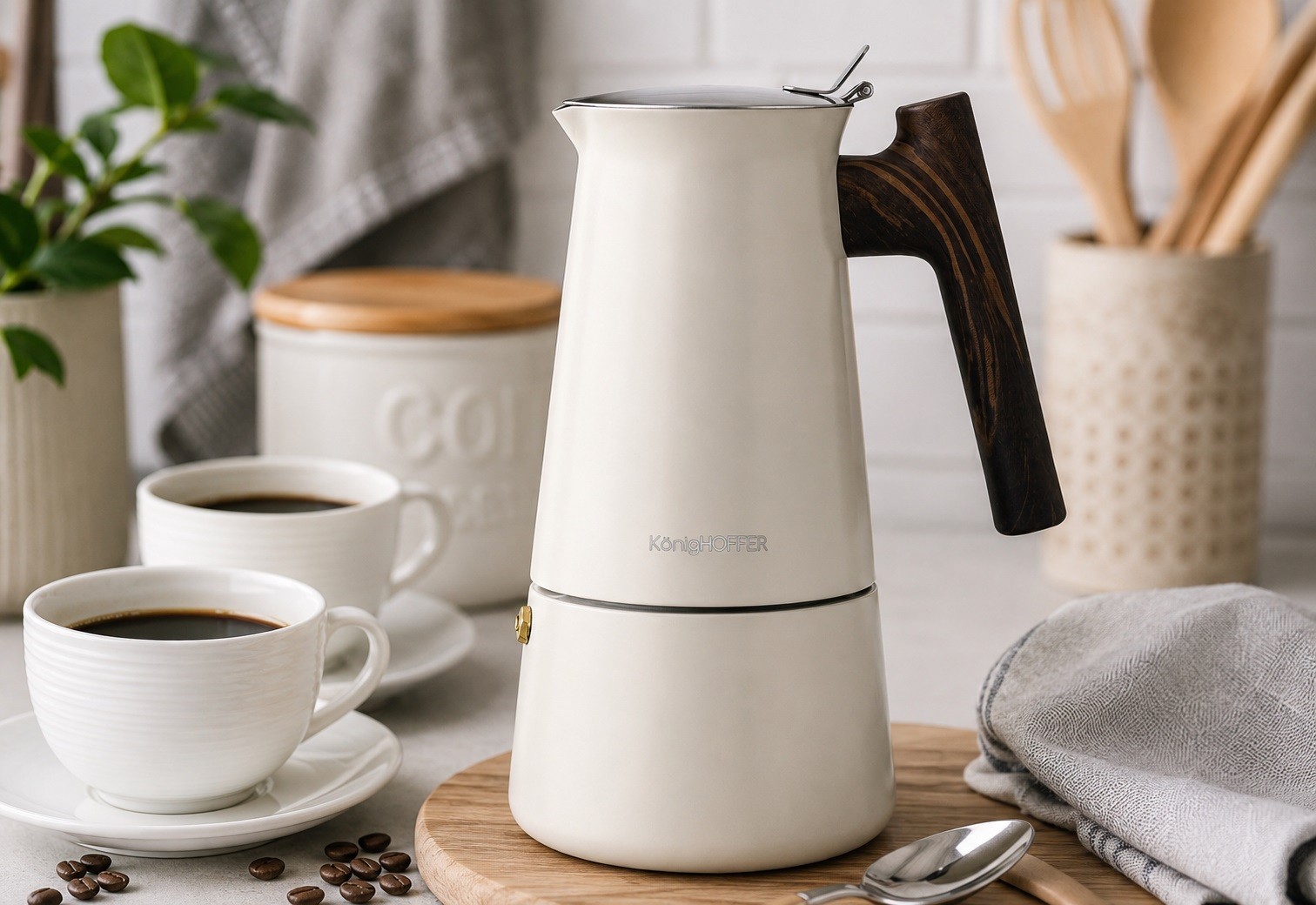 Kawiarka nierdzewna 300 ml Cortado kremowa 6 filiżanek