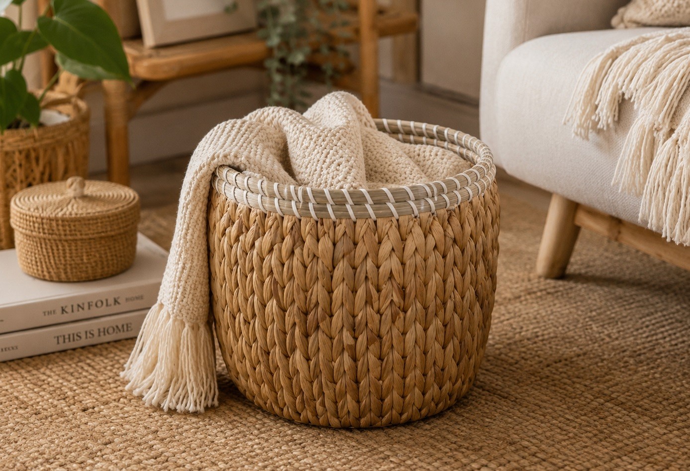 Okrągły kosz 26 cm z hiacyntu wodnego