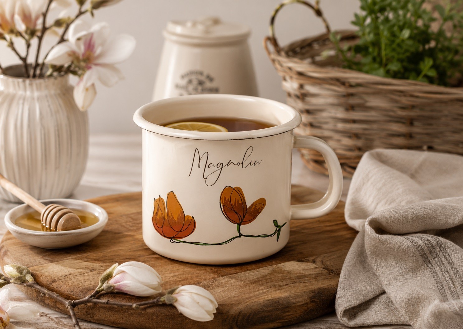 Kubek emaliowany 1 L Magnolia Flores 1