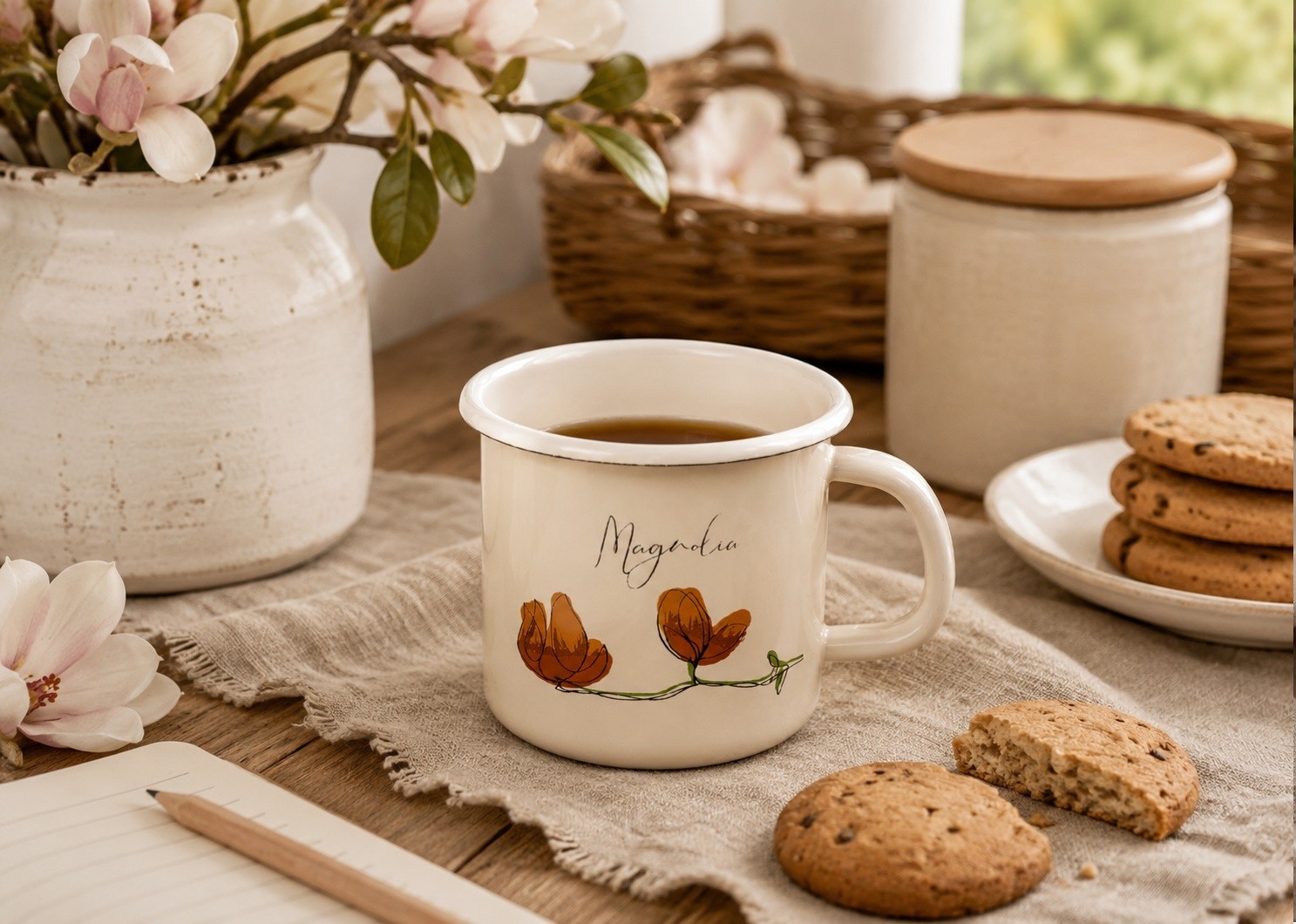 Kubek emaliowany 500 ml Magnolia Flores 1