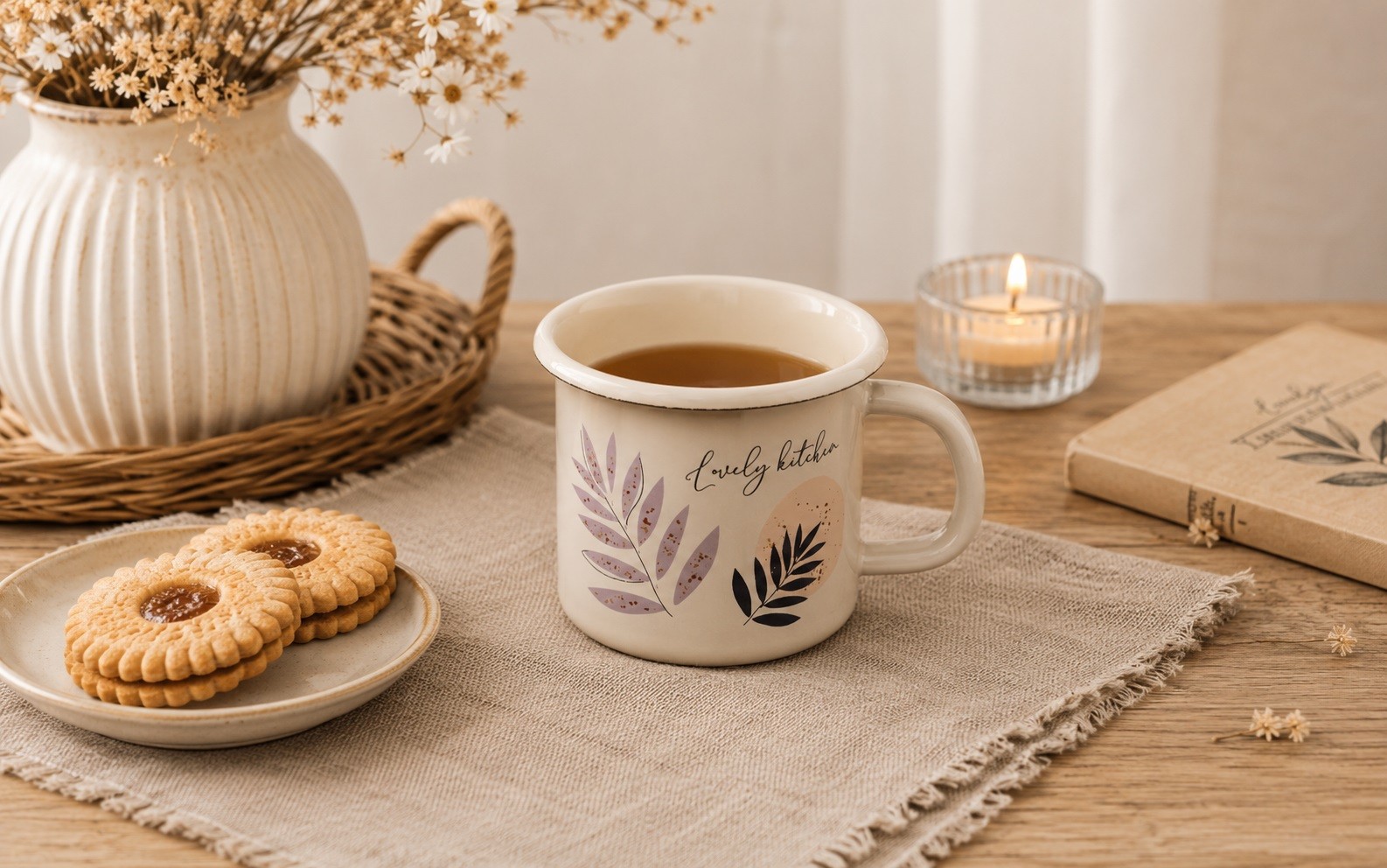 Kubek emaliowany 500 ml Listki Flores 3