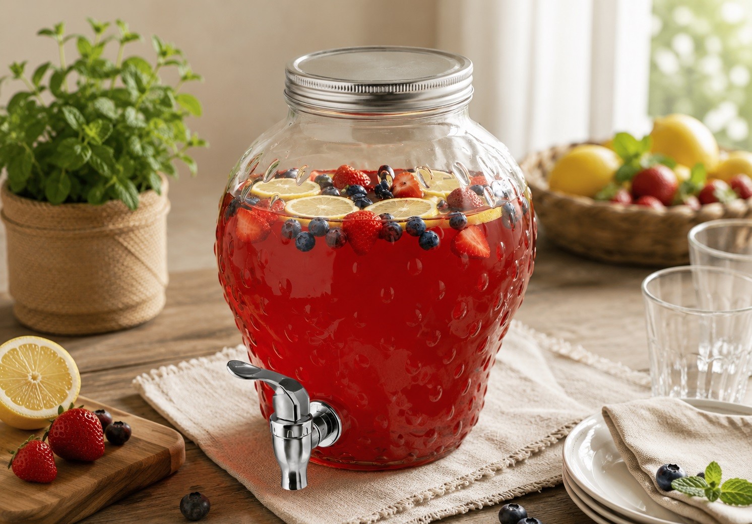 Słoik z kranikiem 3,8 L Truskawka