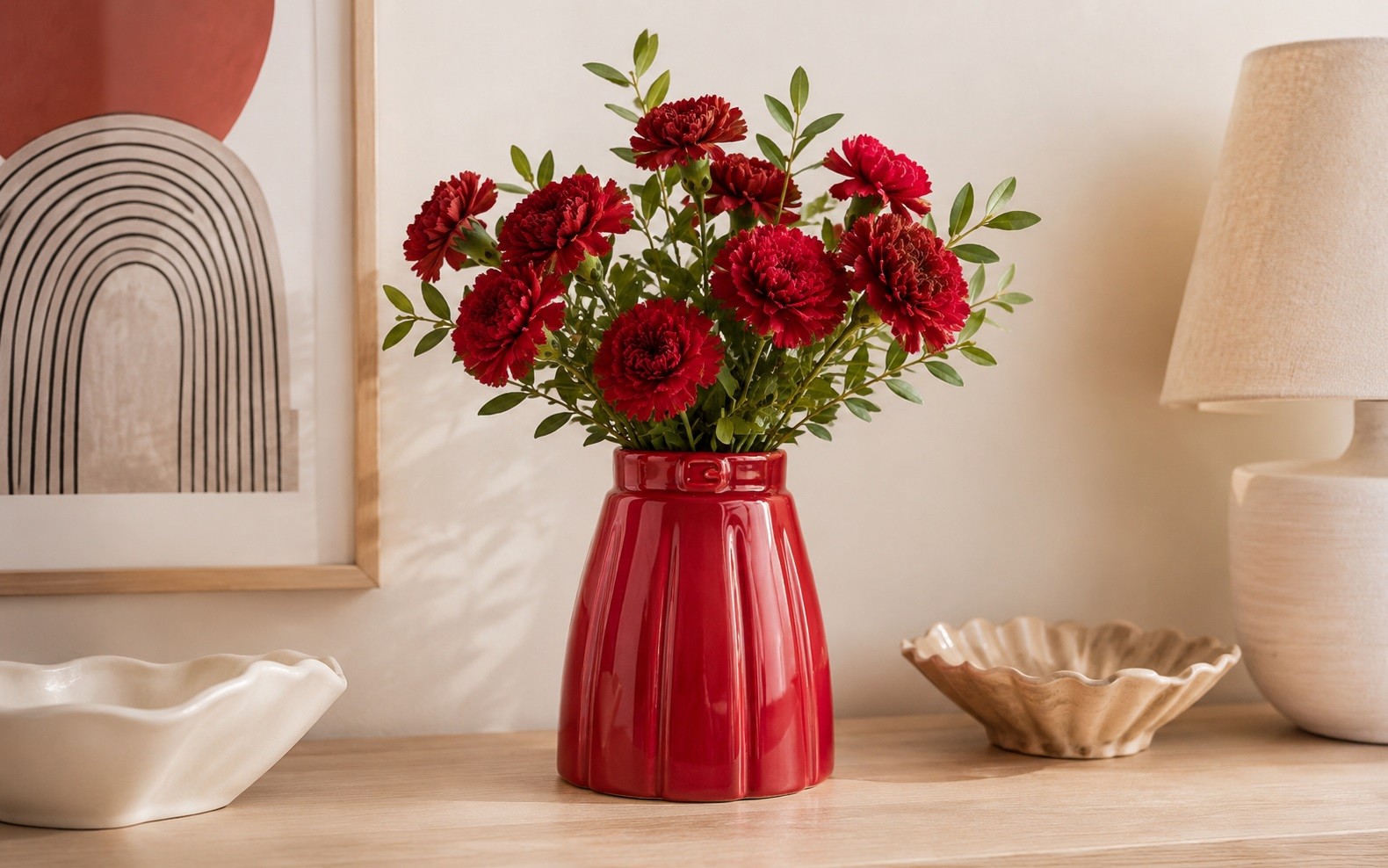 Wazon ceramiczny 19 cm Spódnica czerwona