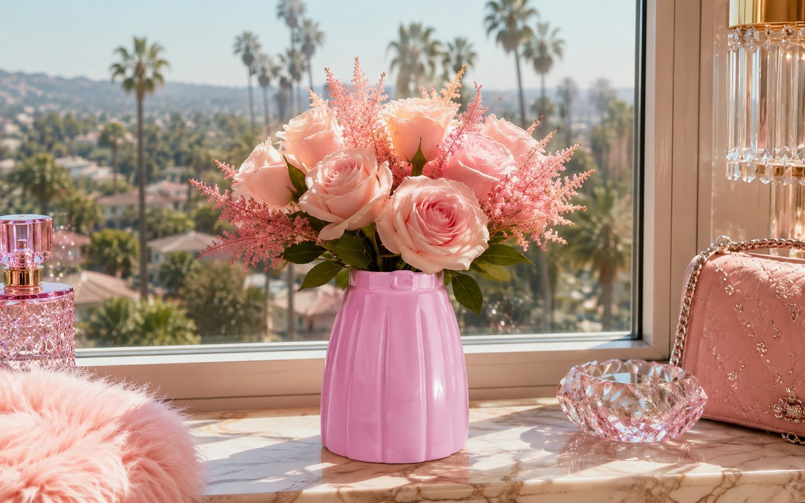 Wazon ceramiczny 19 cm Spódnica różowa