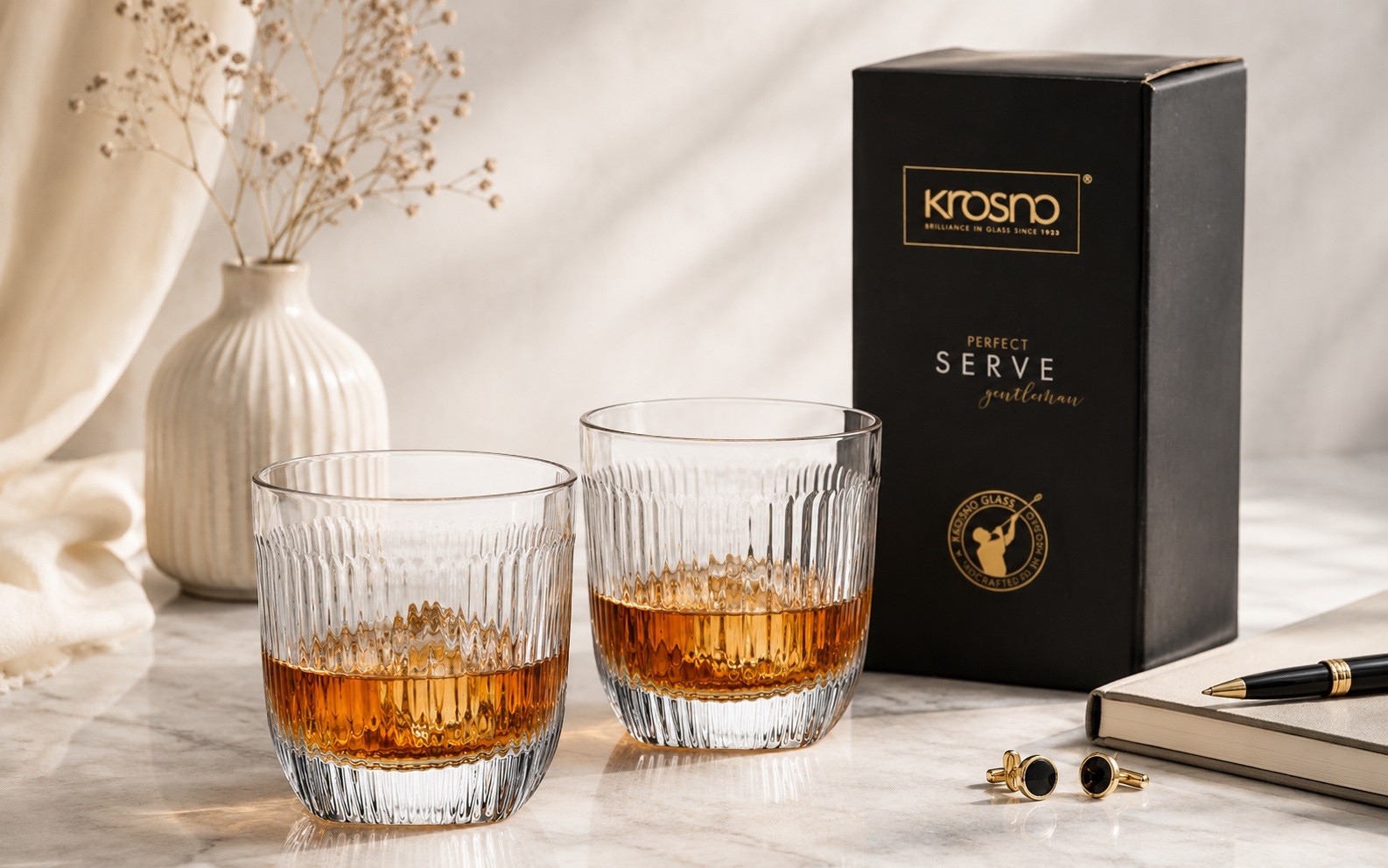 Komplet 2 szklanek do whisky 200 ml Gentleman Perfect Serve