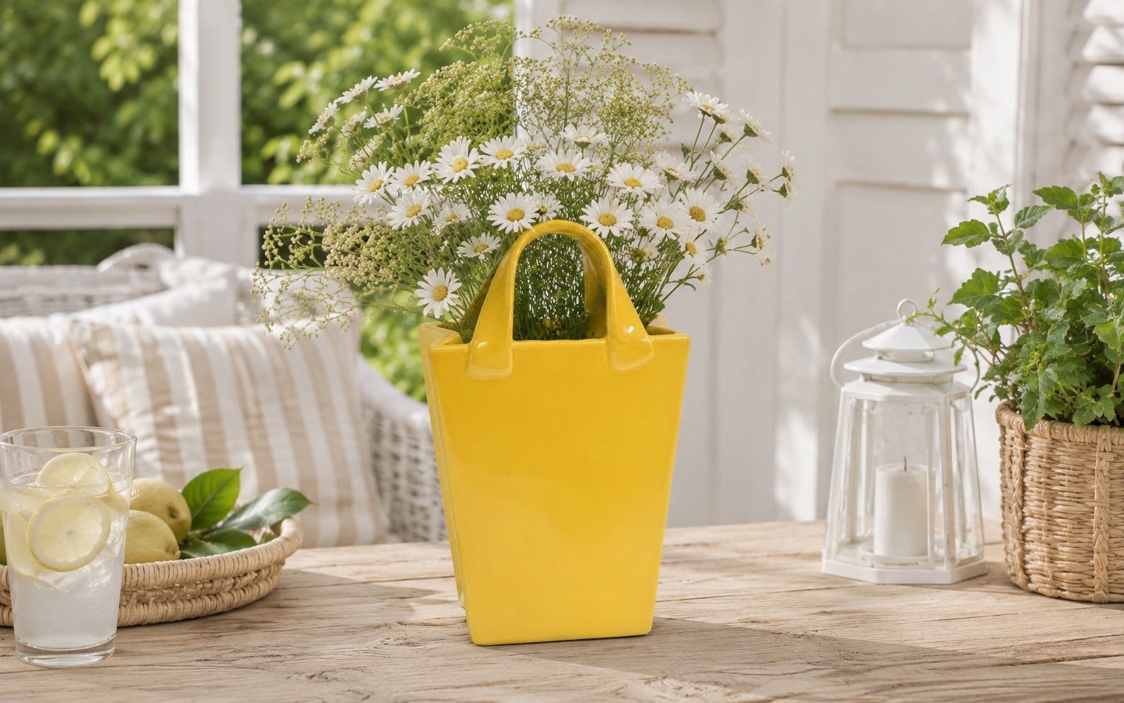 Wazen ceramiczny 30 cm Torebka żółta Ewax 90733