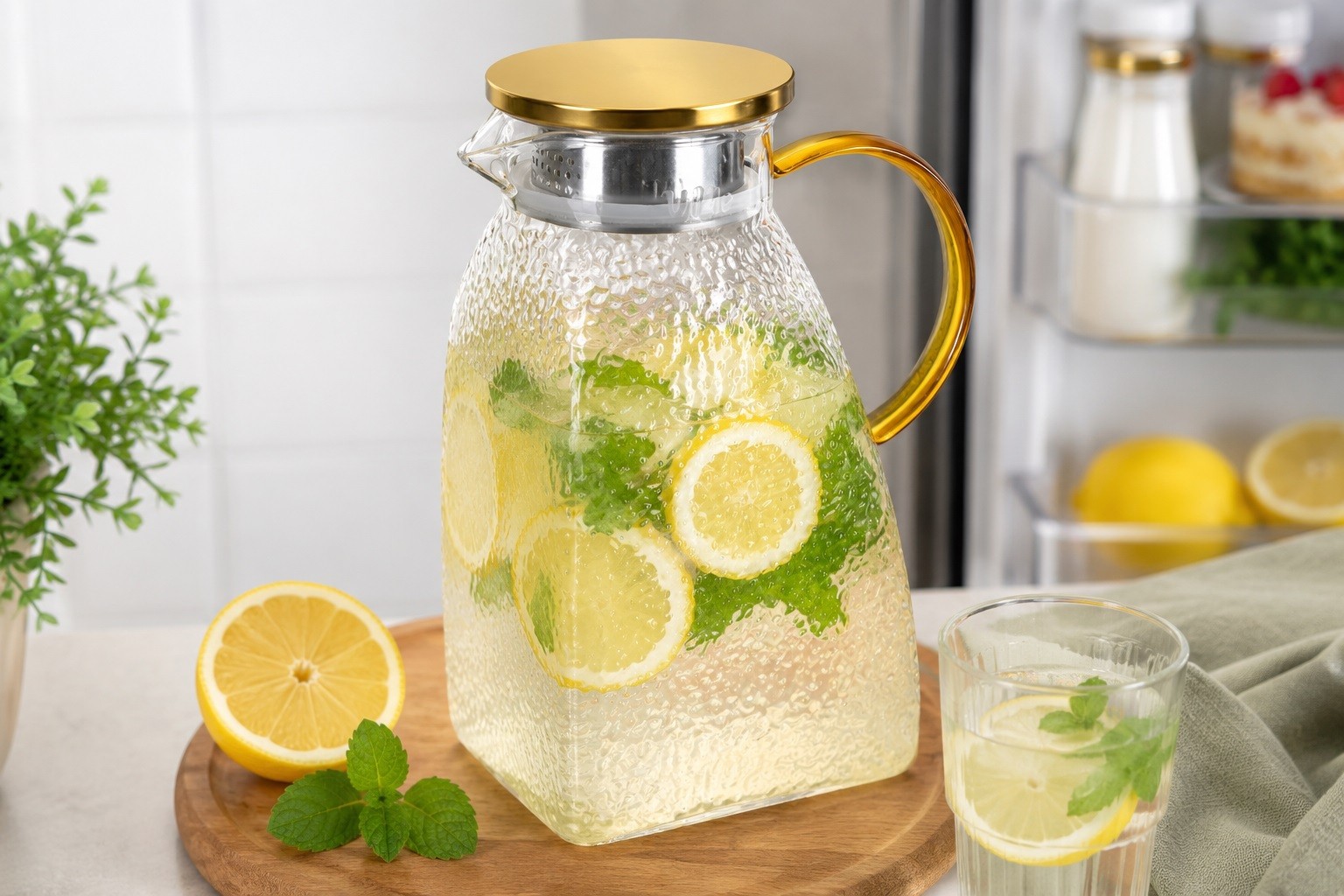 Dzbanek szklany 1,8 L do lodówki wąski Vilde 117389