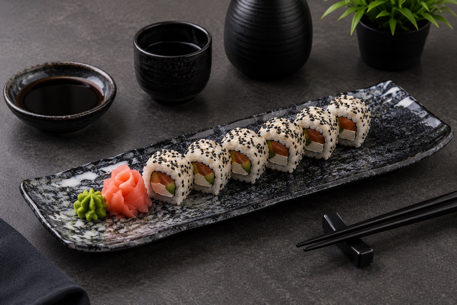 Taca deska do sushi 35x10 cm Umi czarna