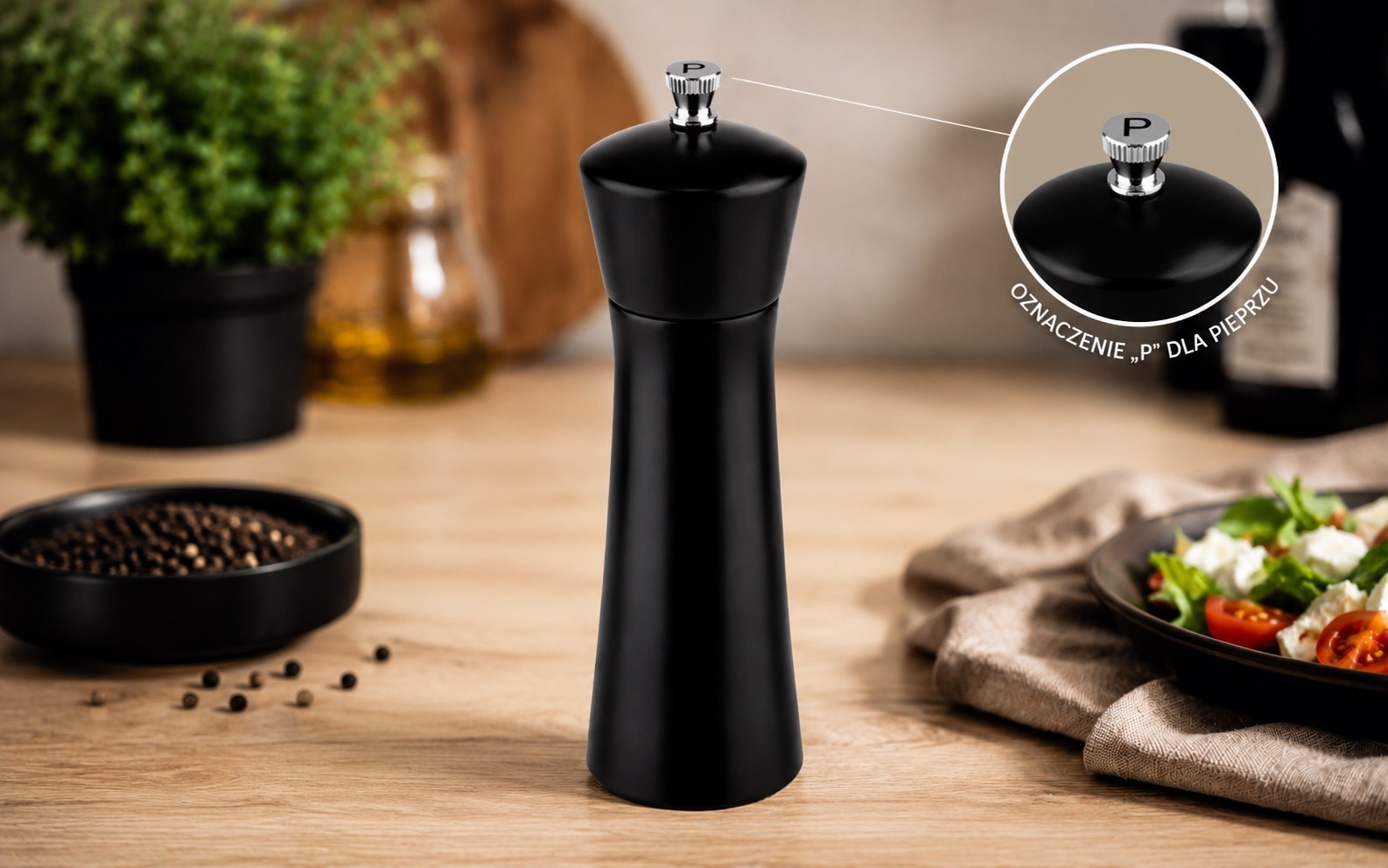 Młynek do pieprzu 17 cm Midnight czarny mat APS 40578