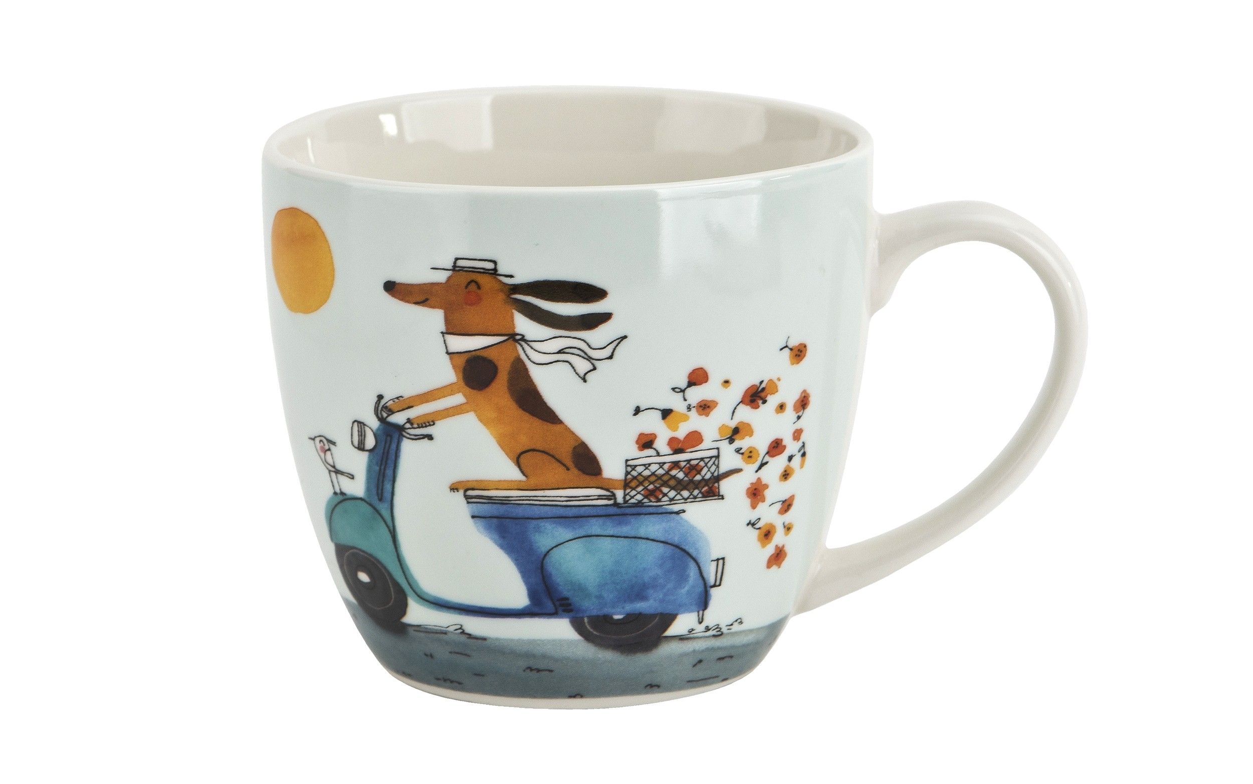 Kubek porcelanowy 460 ml Pies na skuterze