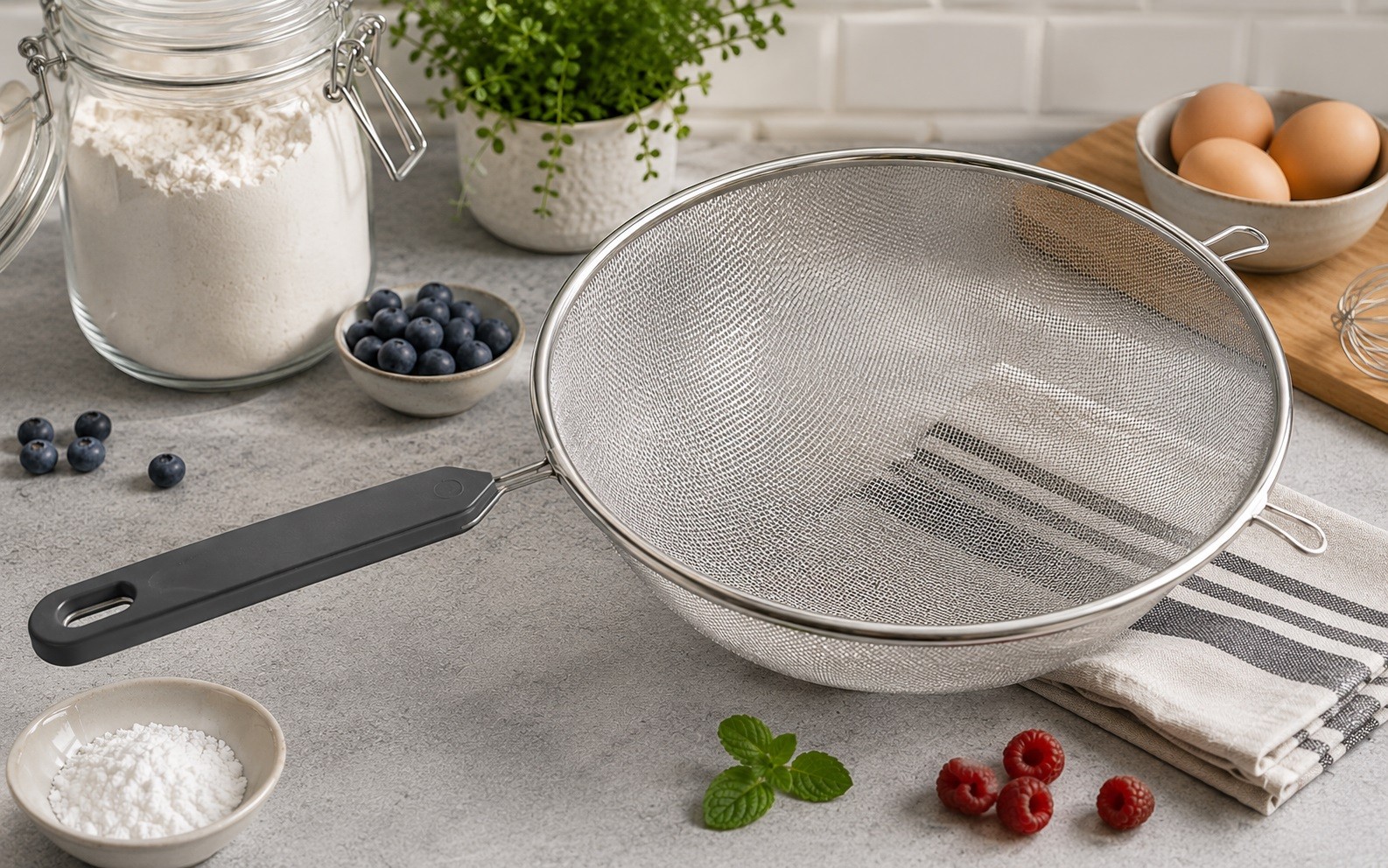Sitko nierdzewne 20 cm antracyt