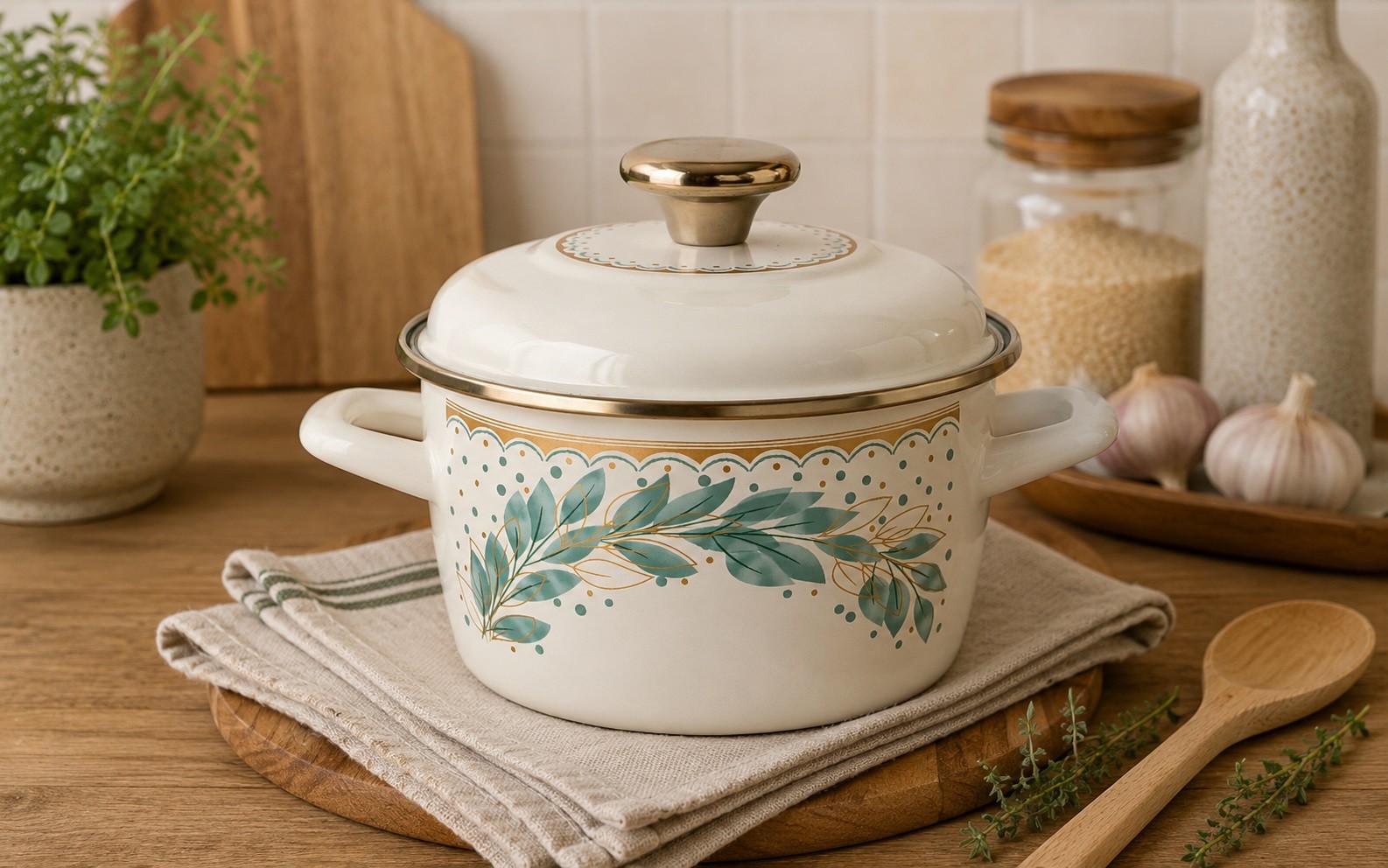 Garnek emaliowany 16 cm Metalac Green Line 1,9 L