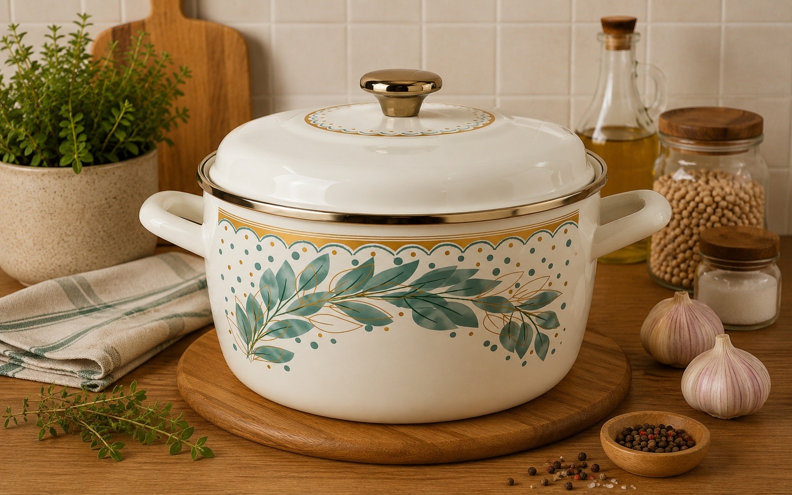 Garnek emaliowany 24 cm Metalac Green Line 6 L