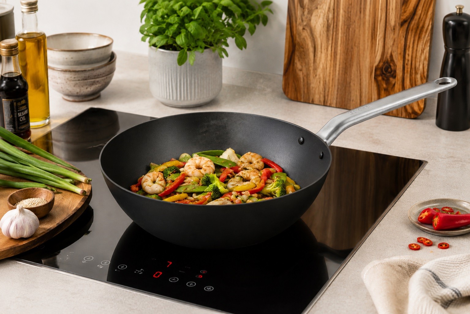 Wok Patelnia stalowa 28 cm Skottsberg carbon steel 3,5 L