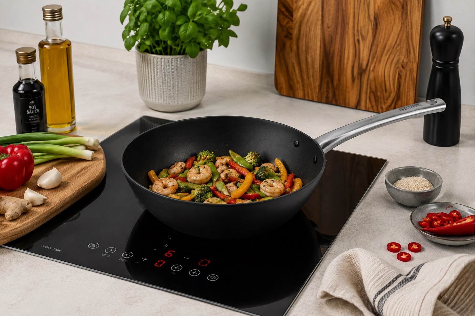Wok Patelnia stalowa 24 cm Skottsberg carbon steel 2 L