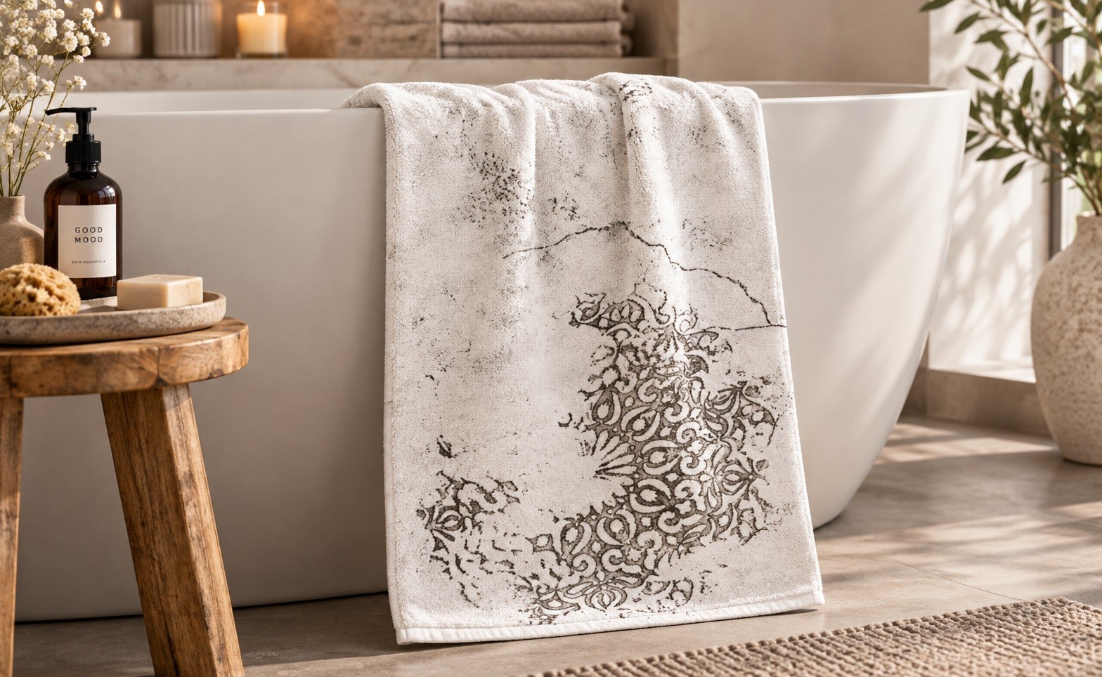 Ręcznik kąpielowy 70x140 cm San Marco Beige D00165/BZ-051