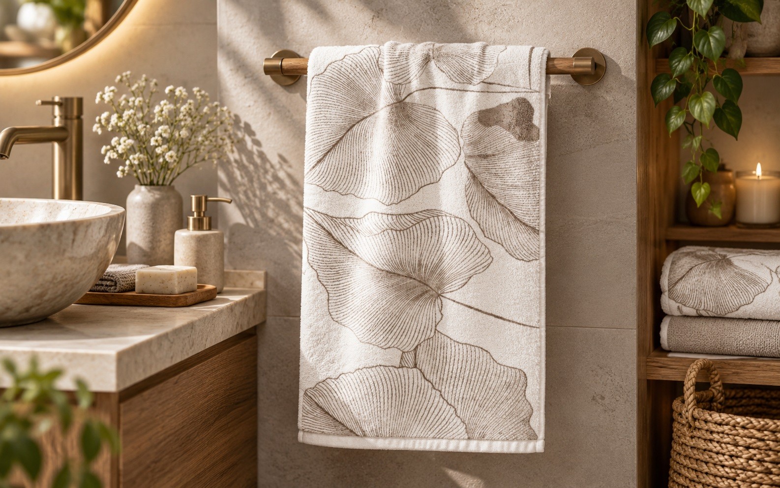 Ręcznik frotte 50x100 cm Ginco Leaf GOTS D00170/BZ-051