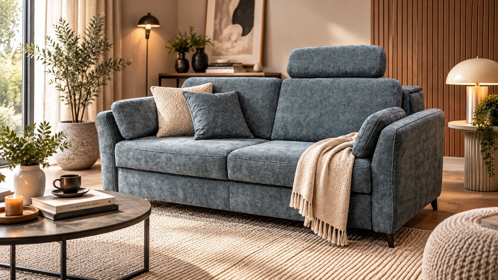 Sofa HU-LS 23121 z włoską funkcją spania i pojemnikiem na pościel