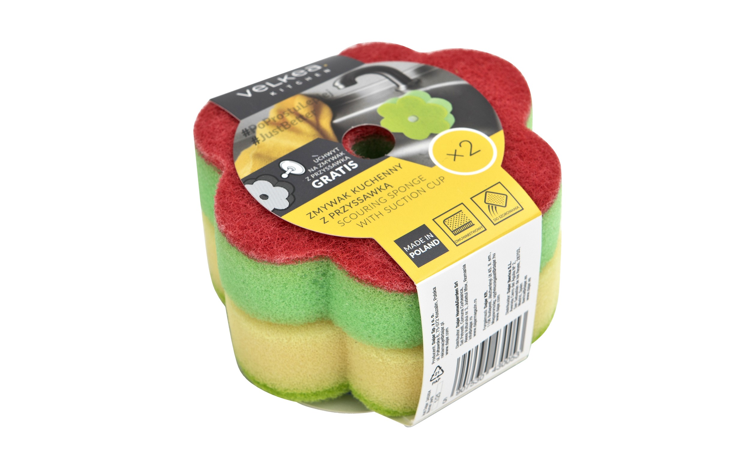 Zmywak kuchenny z przyssawką 2 szt. VELKEA MIX KOLORÓW