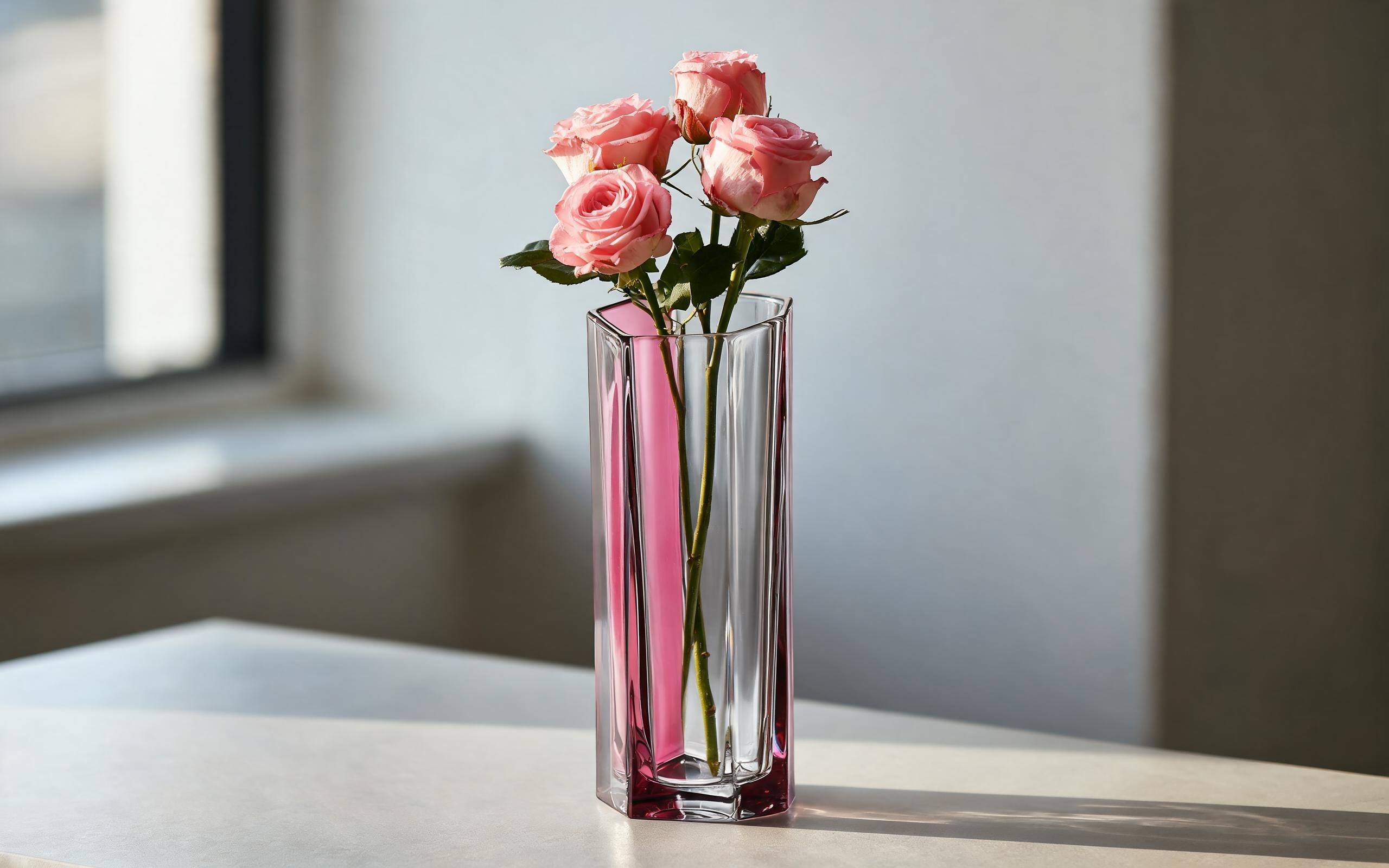 Wazon kryształowy 30 cm Bazalt Pink Line Bohemia