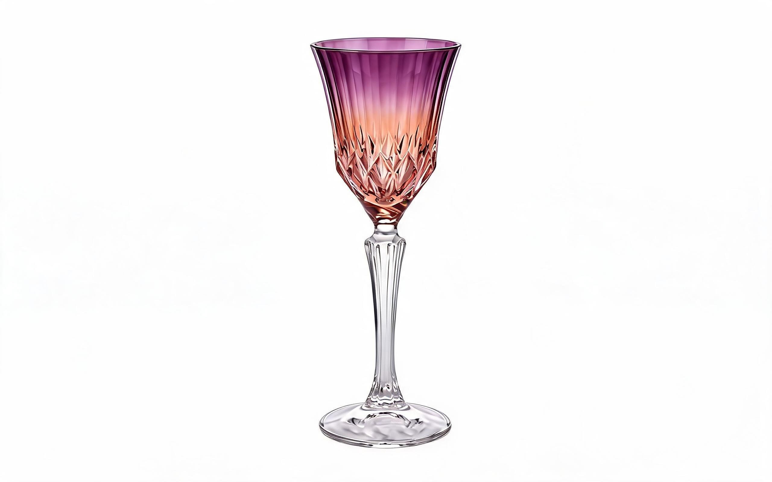 Komplet 6 kieliszków kryształowych do likieru 80ml Bella Pink Gradient