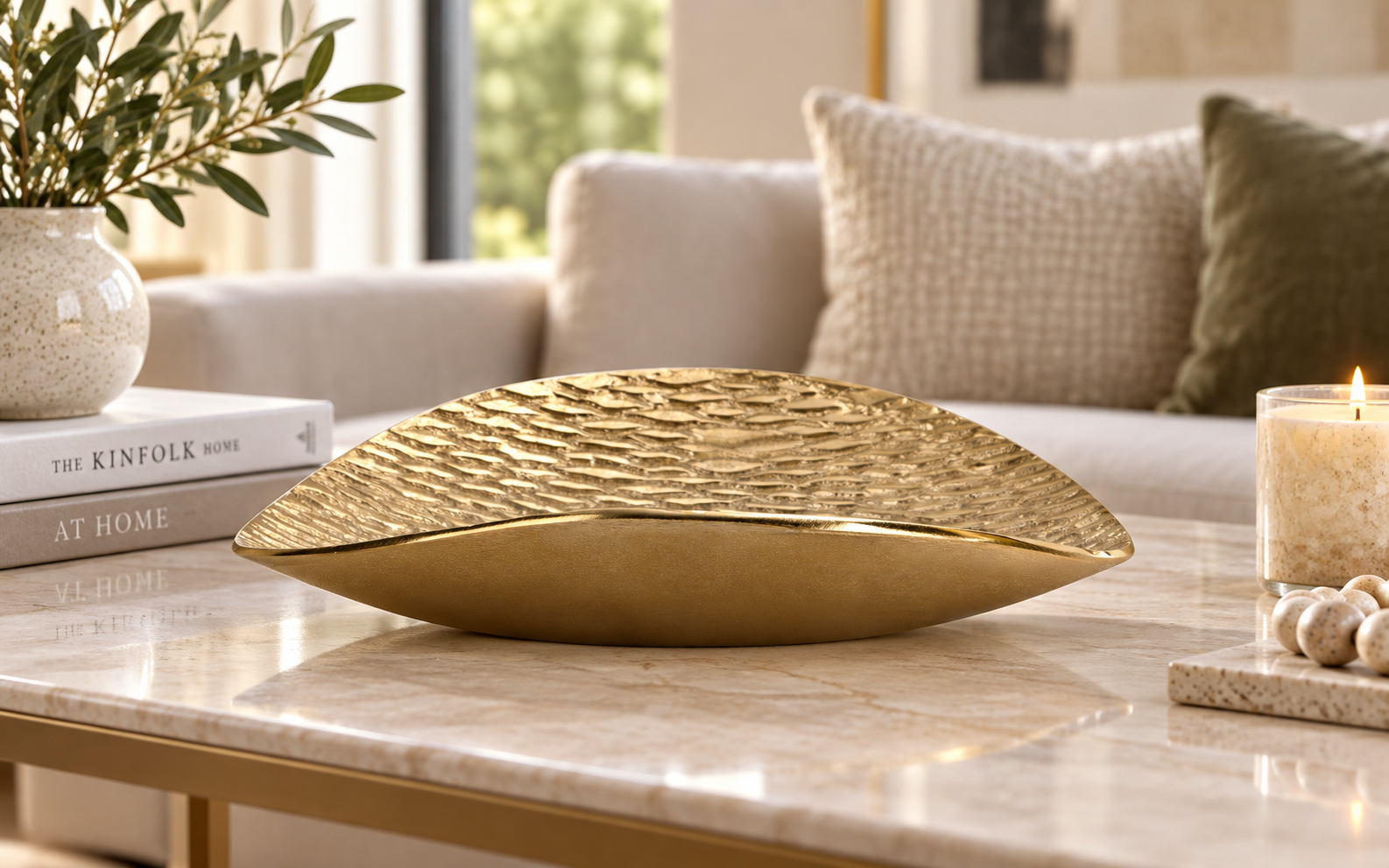 Patera metalowa złota 32/30/8 cm IB0152