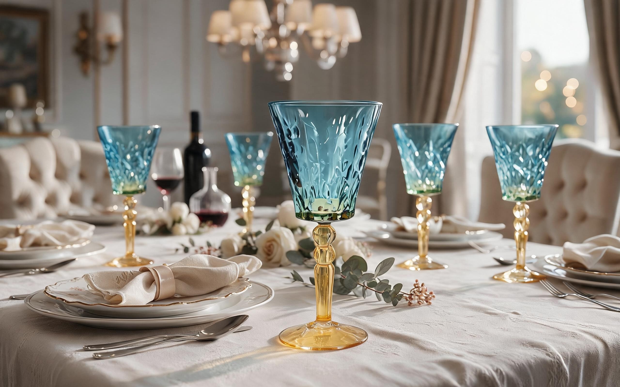 Komplet 6 kieliszków kryształowych do wina 260 ml Conte Blue Amber