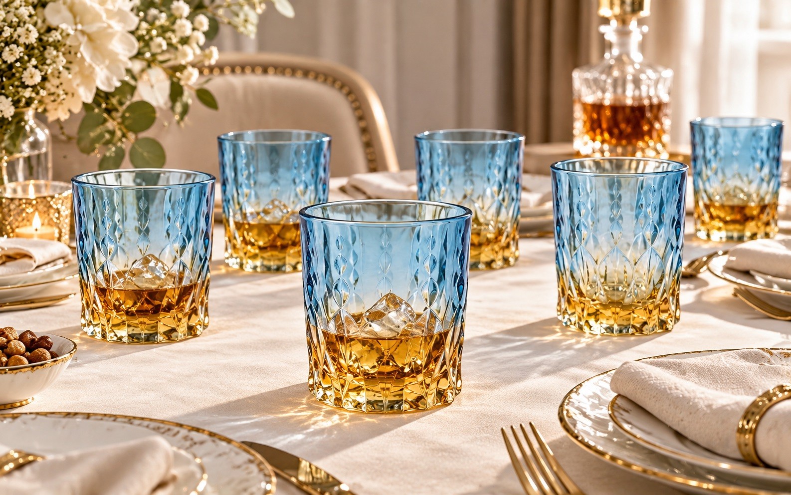 Komplet 6 szklanek kryształowych 340 ml Conte Blue Amber