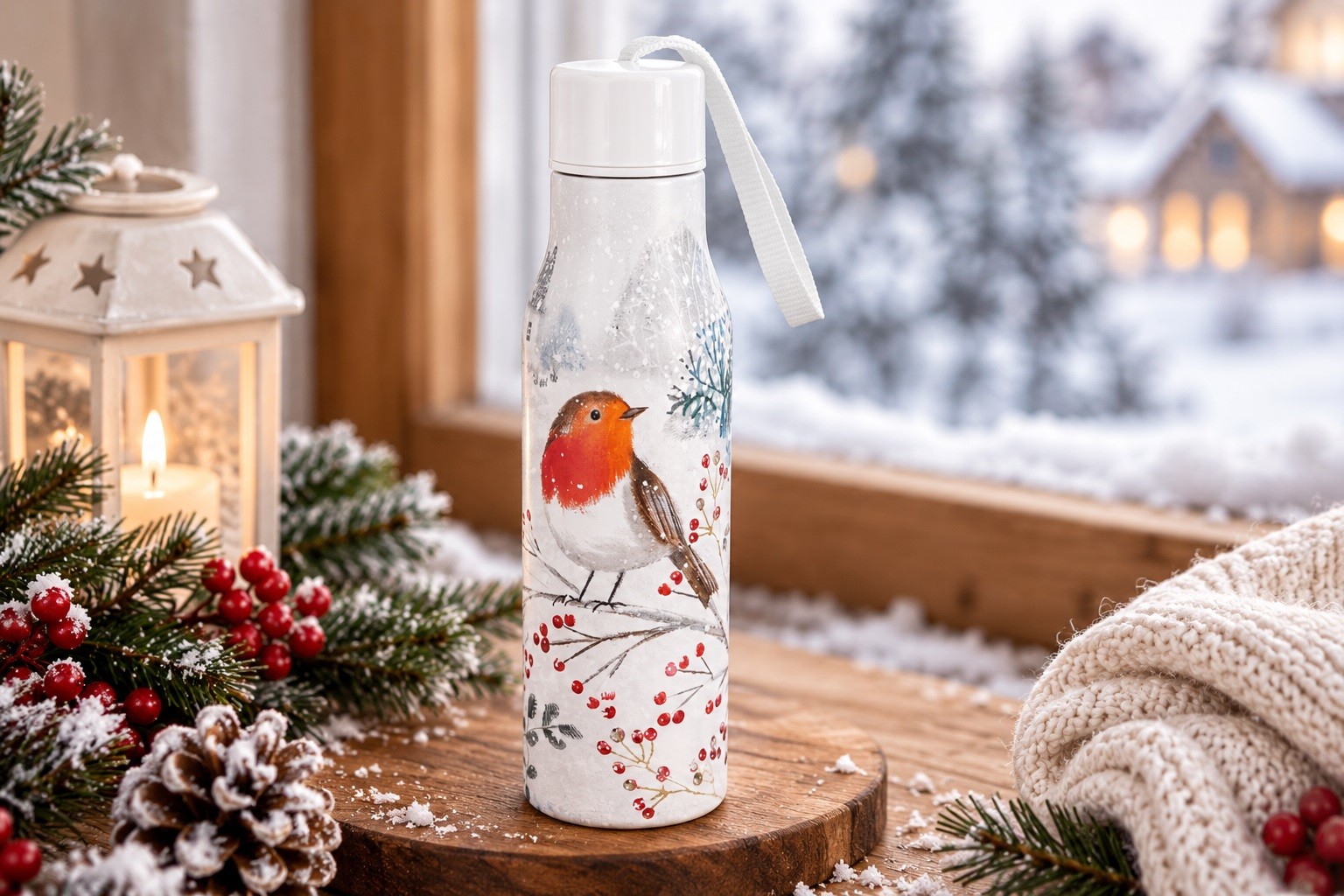 Butelka termiczna 500 ml ROBIN IN SNOW