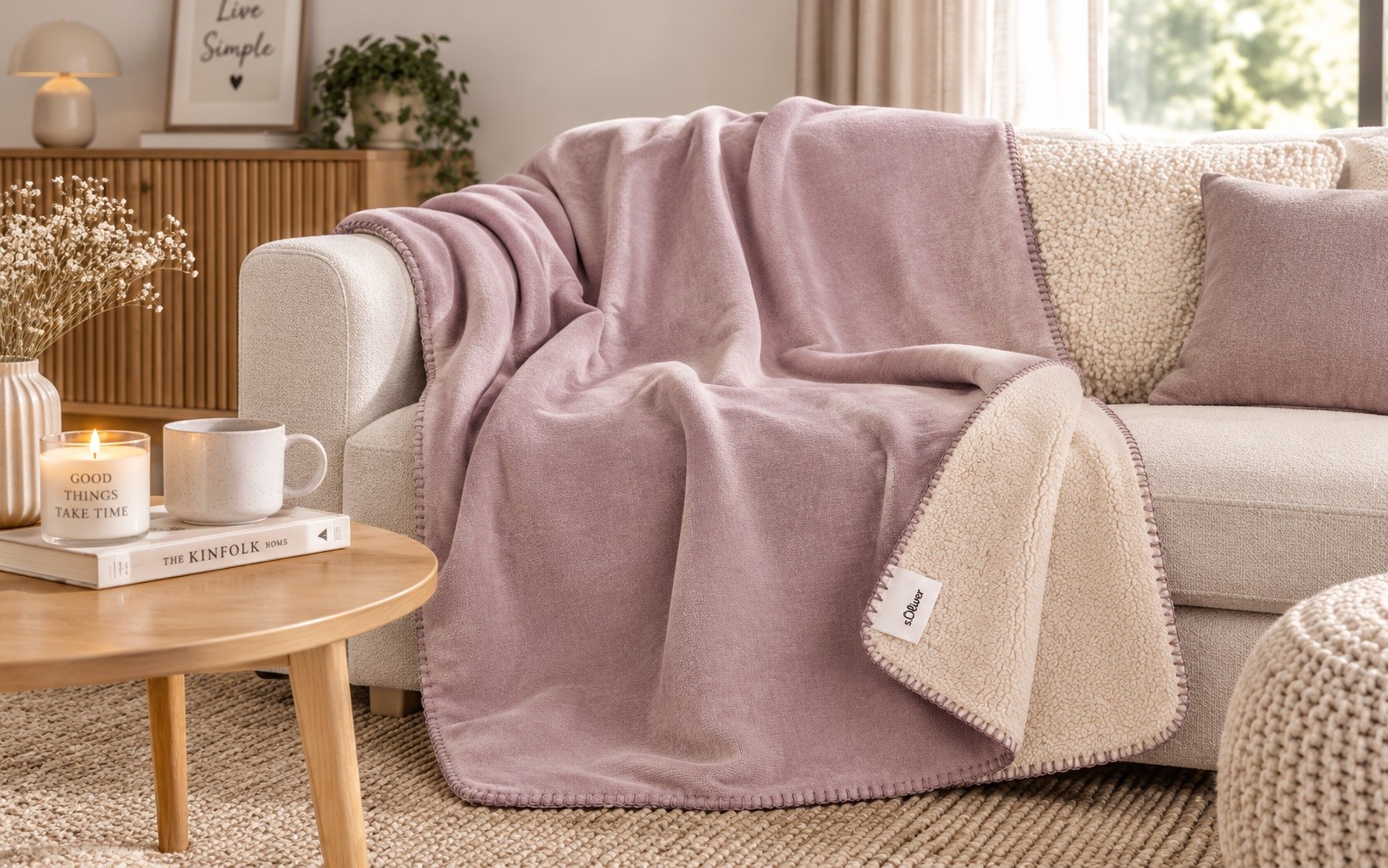 Koc Sherpa 150x200 cm S. Oliver IB3280-530 różowy