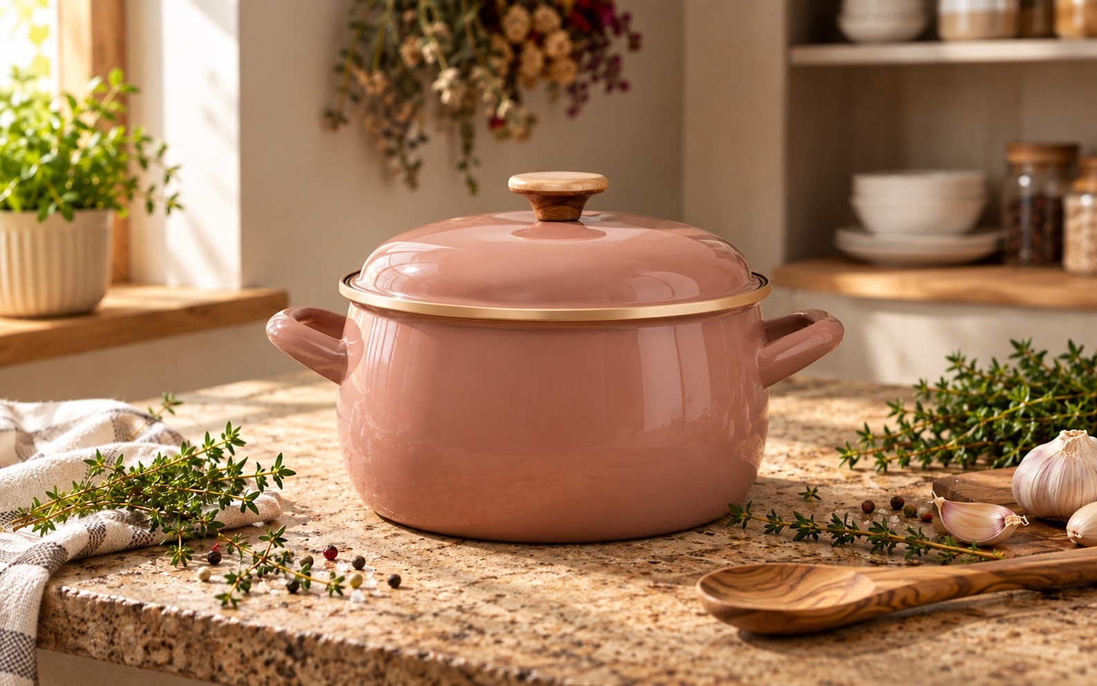 Garnek emaliowany niski 3,8 L Metalac Mocha Mousse