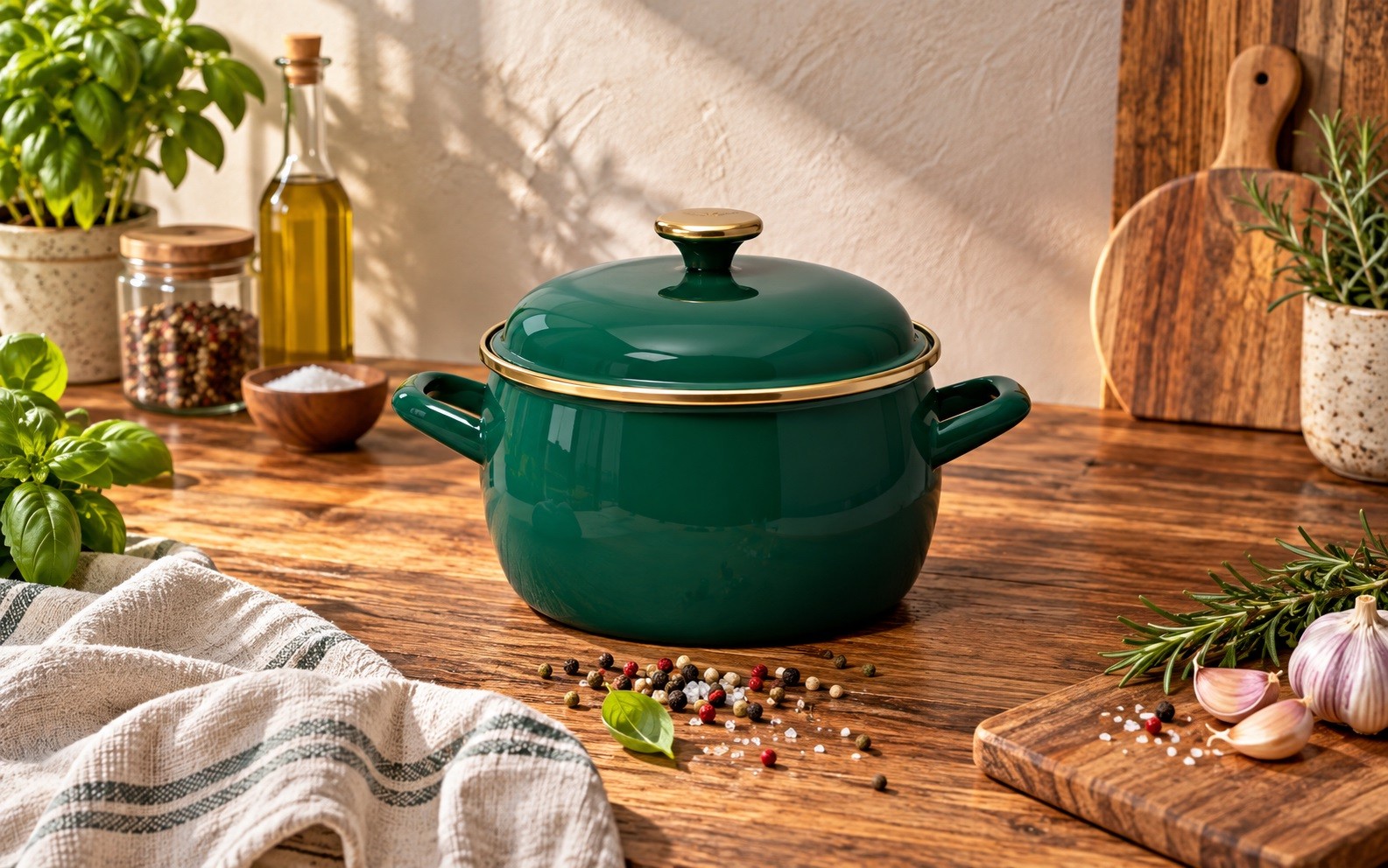 Garnek emaliowany 5,4 L Metalac Dark Green