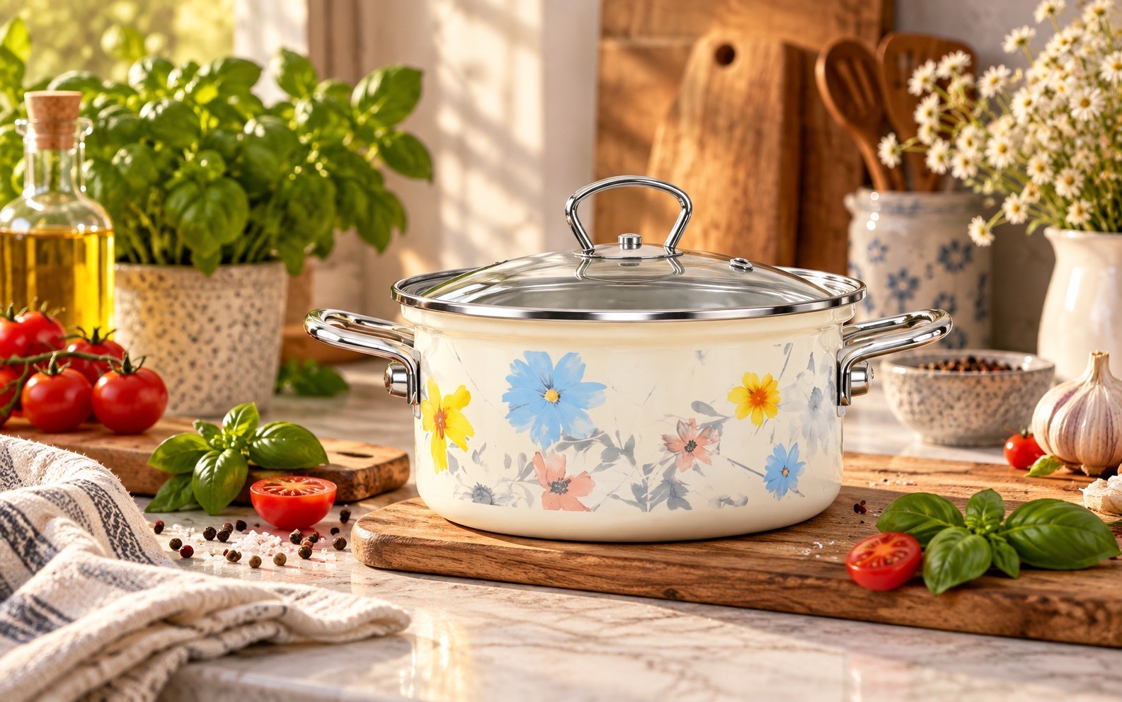 Rondel emaliowany 1,4 L Belis Meadow 16 cm