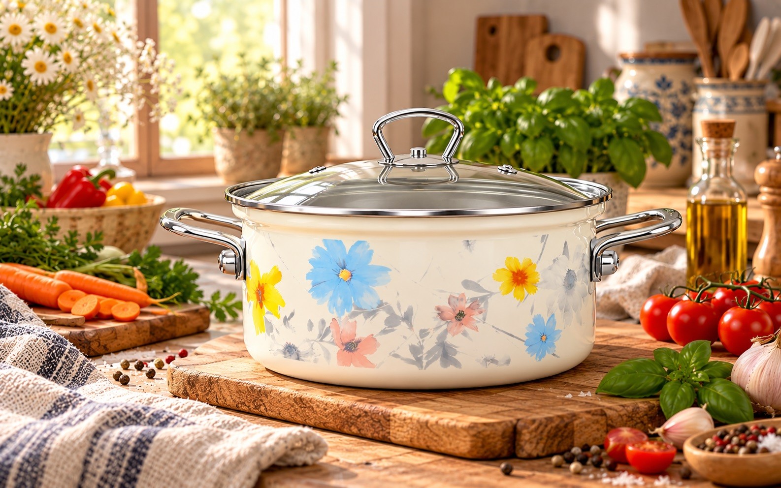 Rondel emaliowany 2,6 L Belis Meadow 20 cm