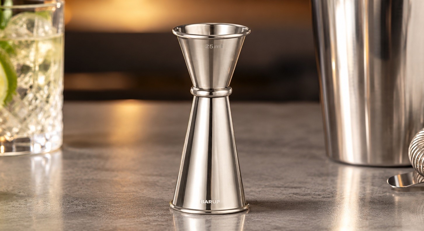 Miarka barmańska jigger 20/40 ml z pierścieniem srebrna BarUp 597064