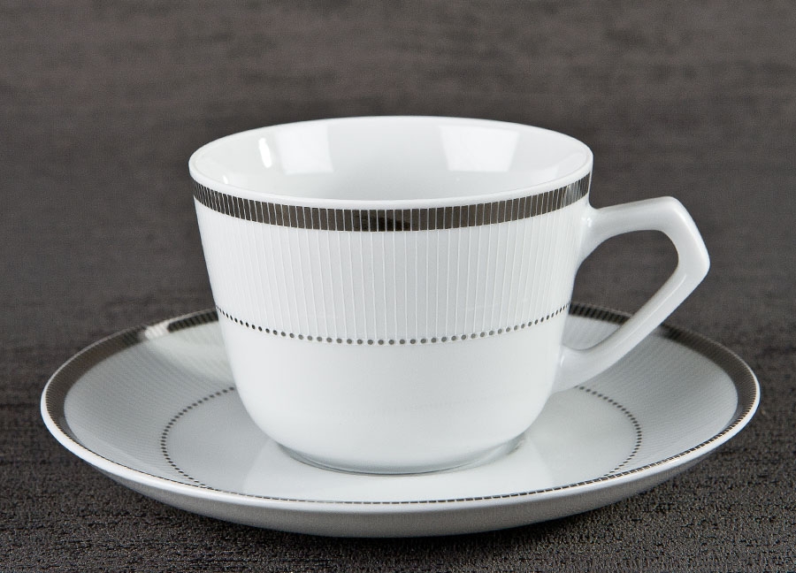 6x filiżanka 200ml ze spodkiem Marcello Silver