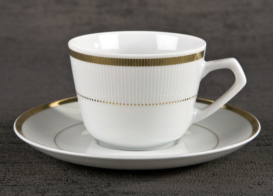 Kpl. 6 filiżanek 200ml ze spodkiem Marcello Gold