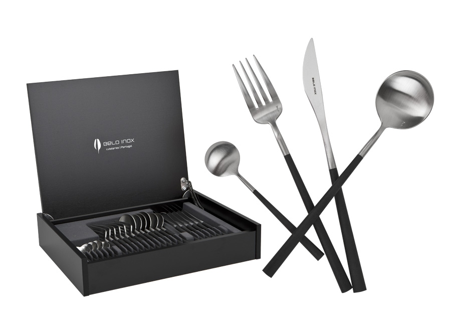 Sztućce Neo Black Silver Plated 6/24 Belo Inox