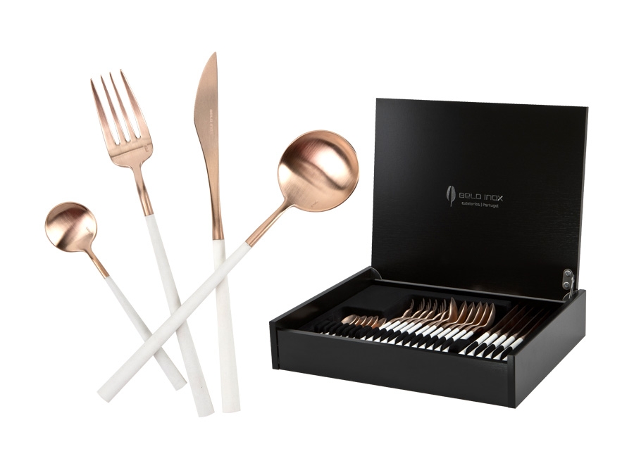 Sztućce Neo White Rose Gold 6/24 Belo Inox