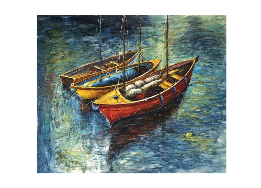 Obraz na płótnie 100x120cm Trzy łódki