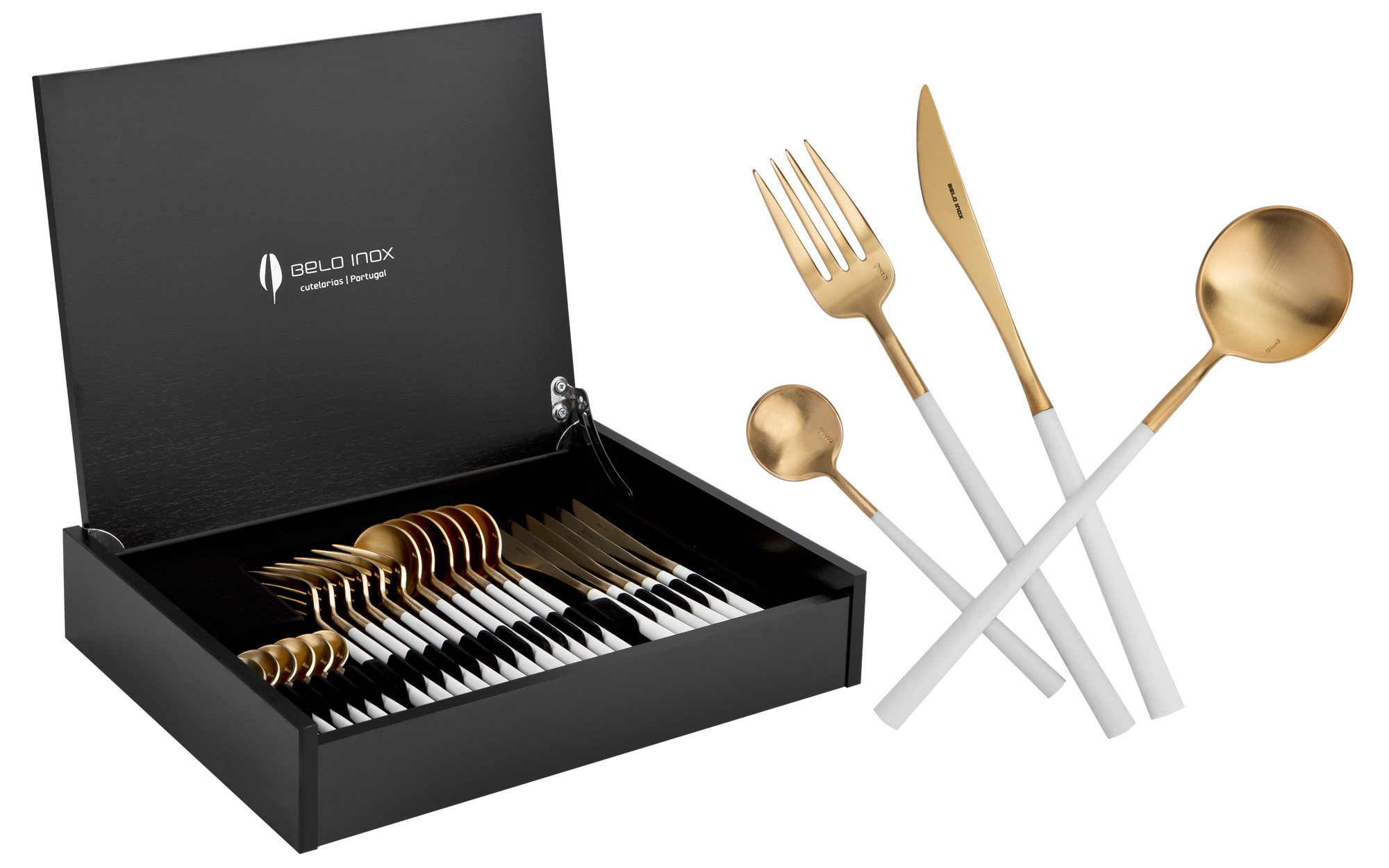 Sztućce Neo White Gold 6/24 Belo Inox